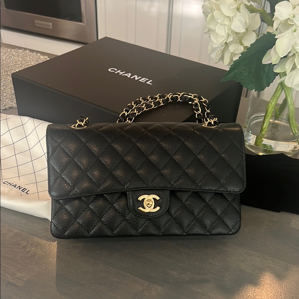 Chanel Black Quilted Leather Bag caviar leather
